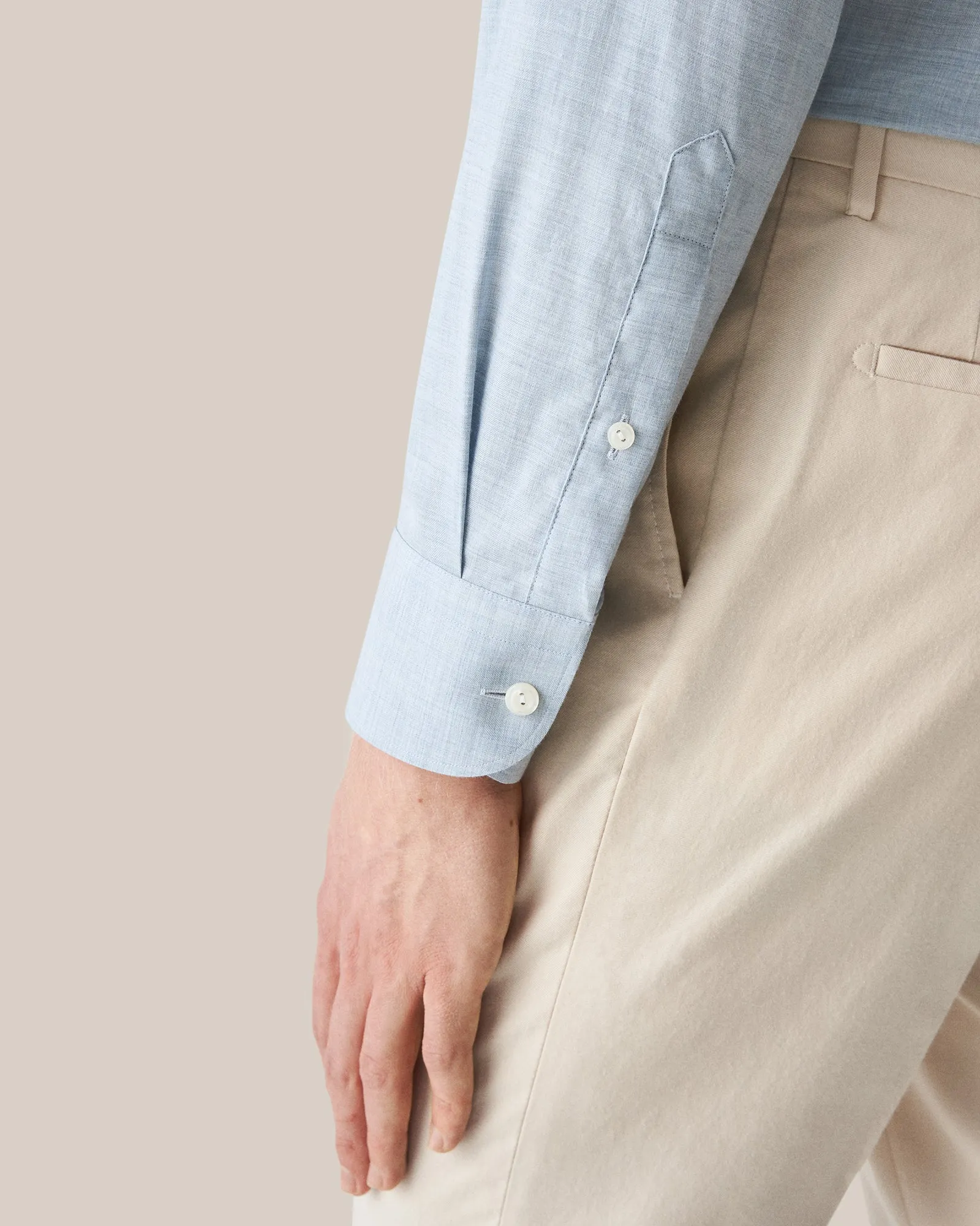 ETON 100010300 L-BLUE FLANNEL SLIM SC SHIRT