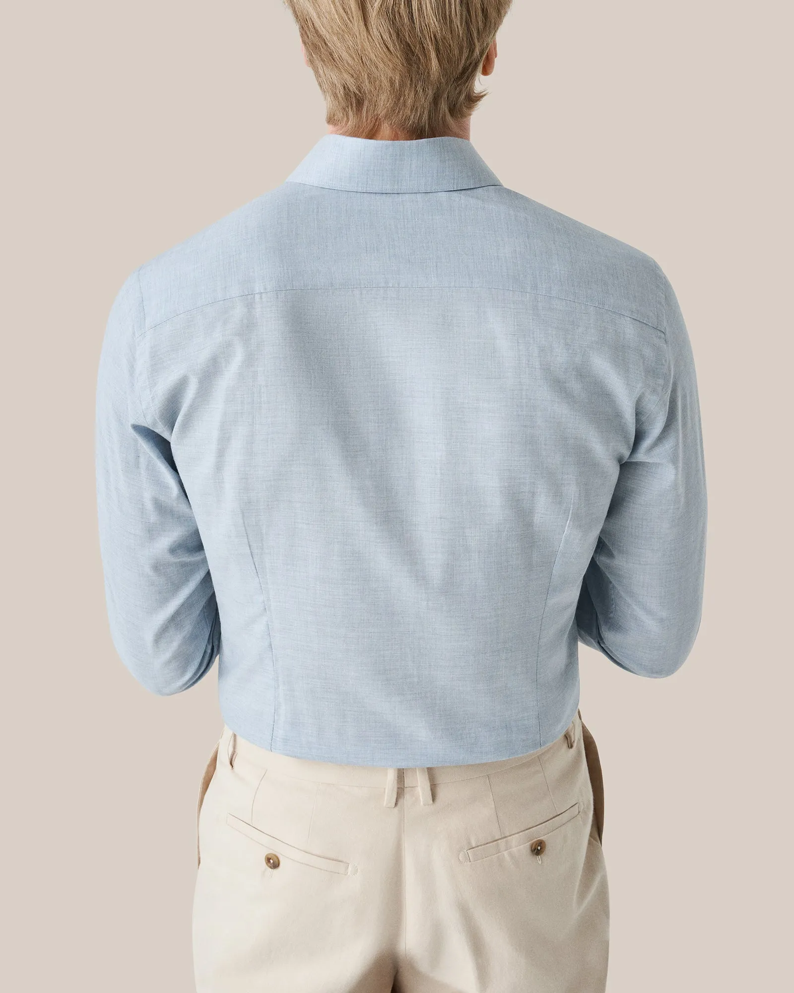 ETON 100010300 L-BLUE FLANNEL SLIM SC SHIRT