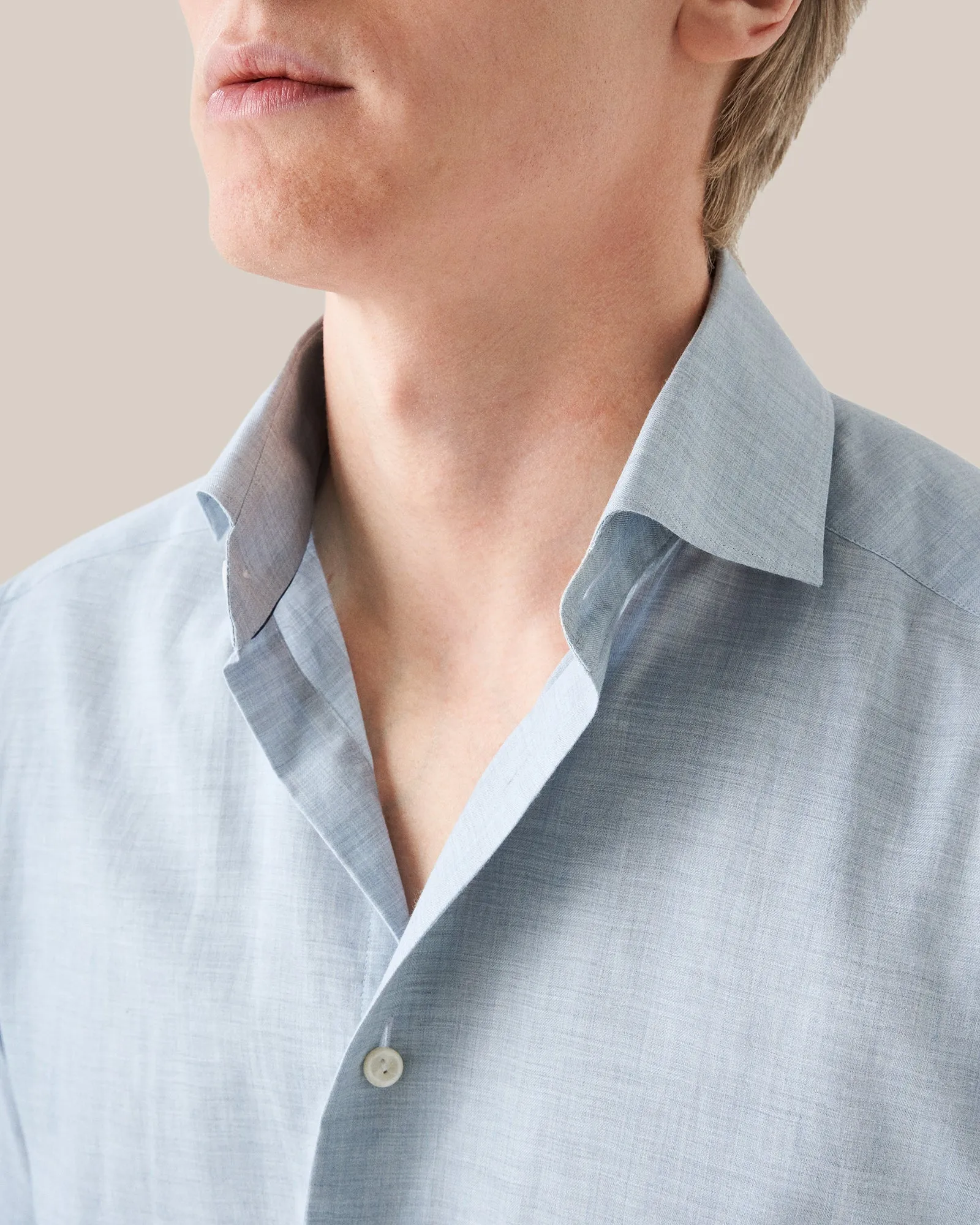 ETON 100010300 L-BLUE FLANNEL SLIM SC SHIRT