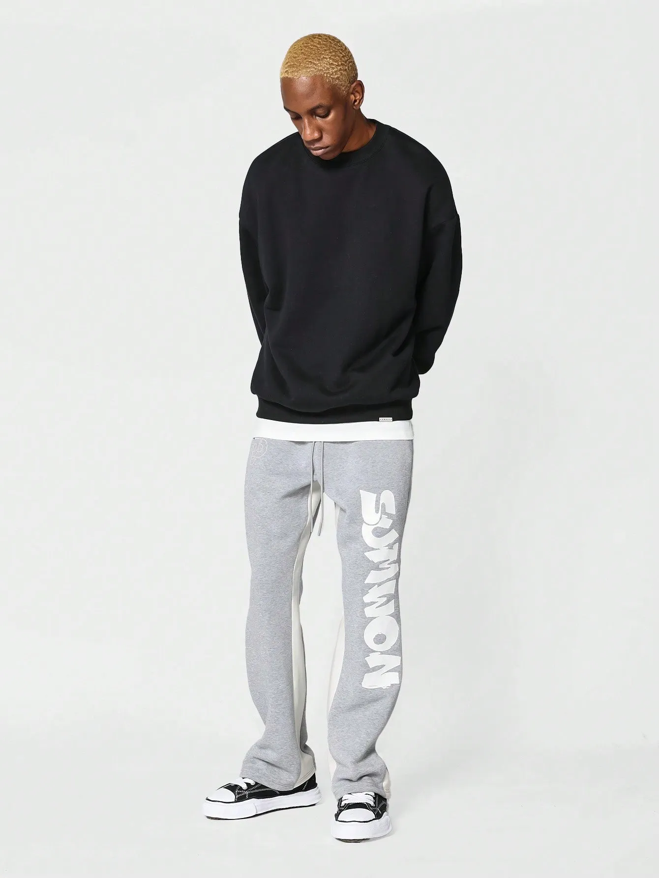 Flare Fit Jogger Pant With Graphic And Contrast Panels