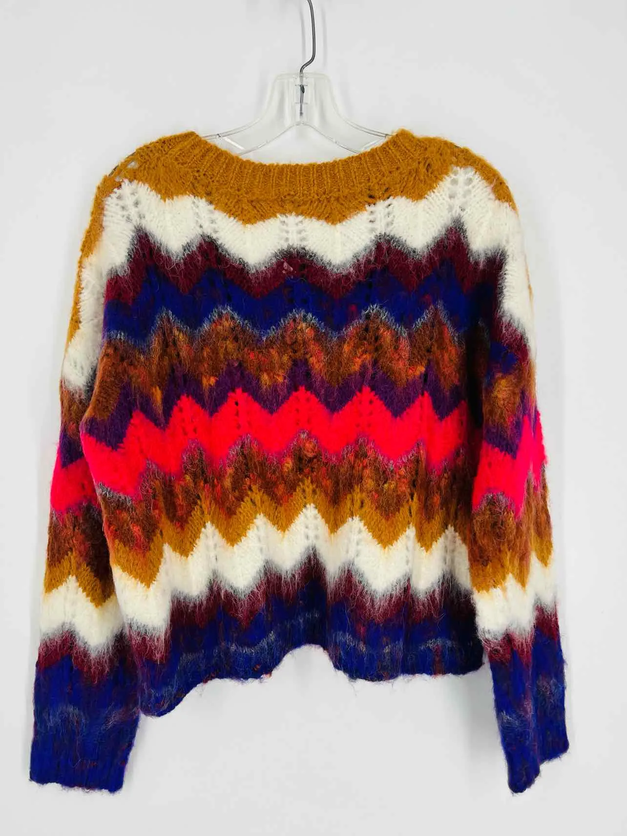Floor Size XS Tan/Multi-color Chevron Wool Blend NEW Designer Sweater