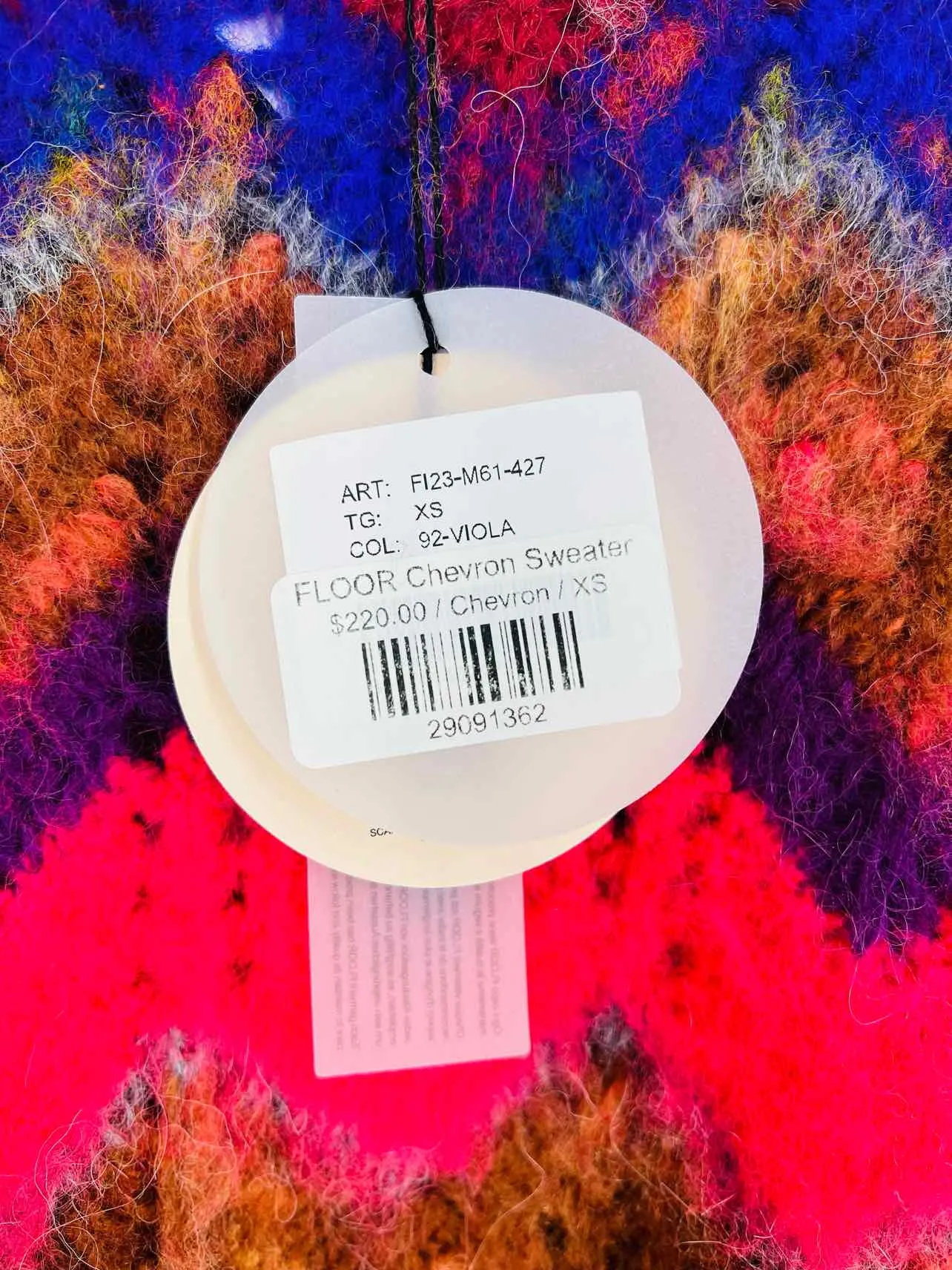 Floor Size XS Tan/Multi-color Chevron Wool Blend NEW Designer Sweater