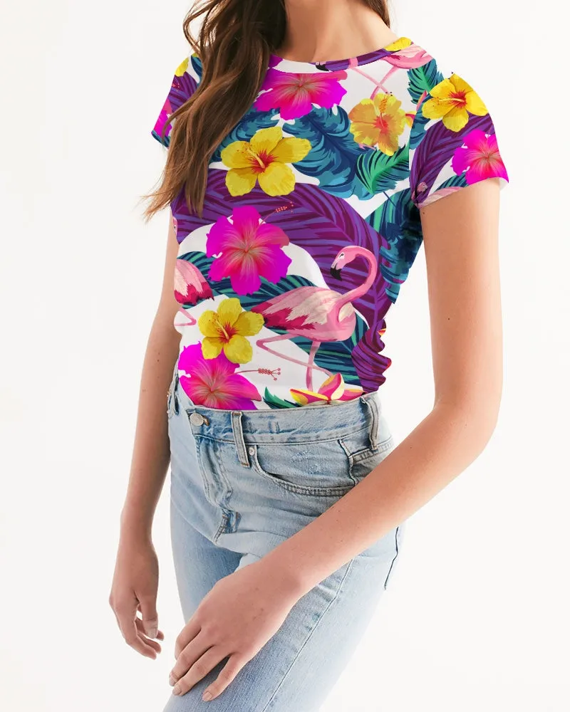 Floral Flamingos Women's Tee