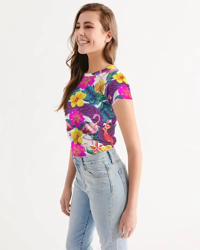 Floral Flamingos Women's Tee