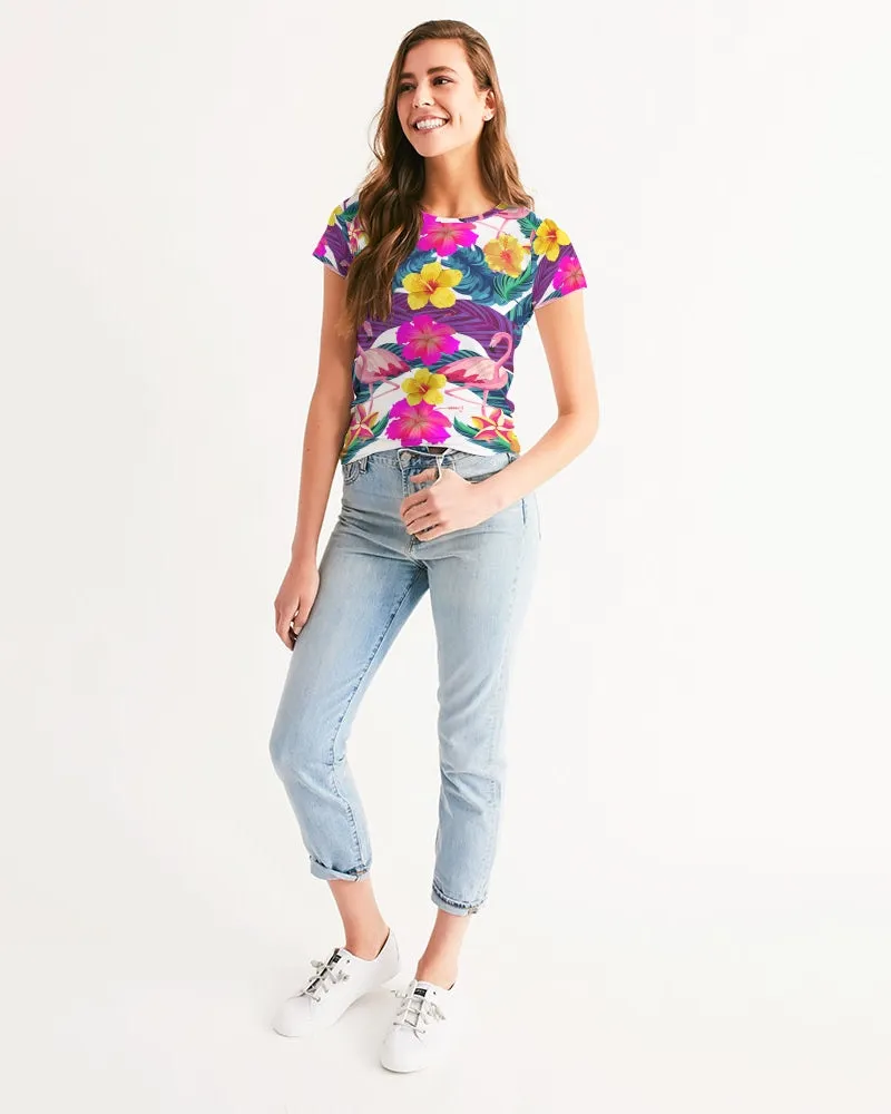 Floral Flamingos Women's Tee