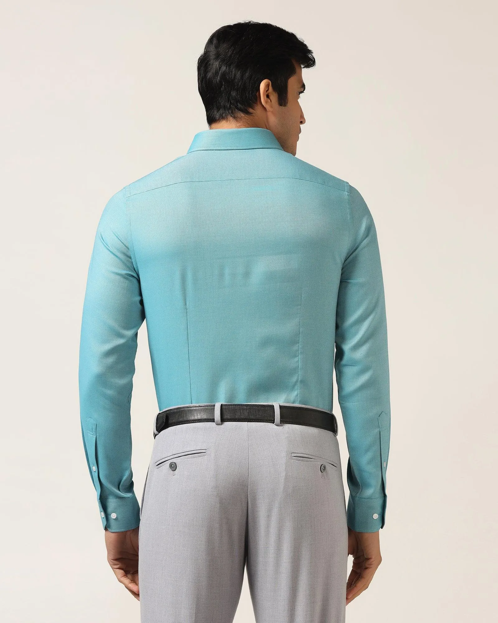 Formal Teal Textured Shirt - Stran