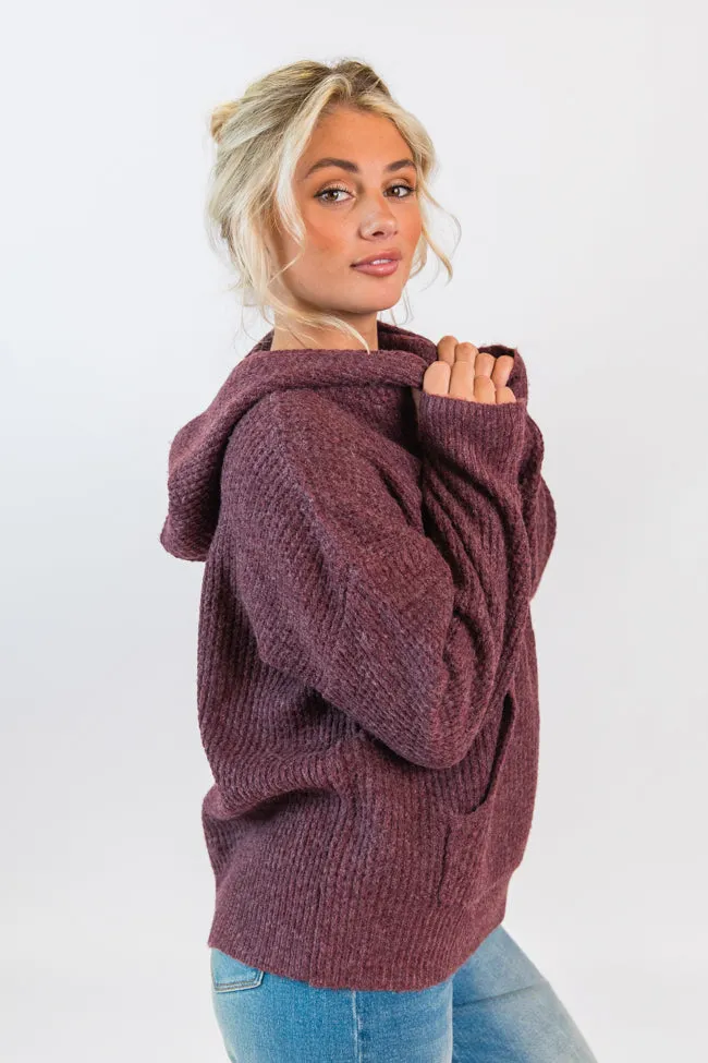Found Your Love Wine Oversized Waffle Hooded Sweater SALE