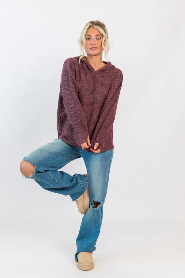 Found Your Love Wine Oversized Waffle Hooded Sweater SALE