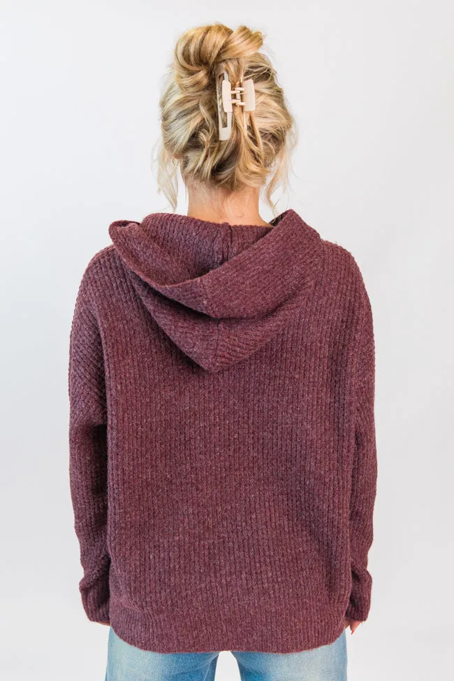 Found Your Love Wine Oversized Waffle Hooded Sweater SALE