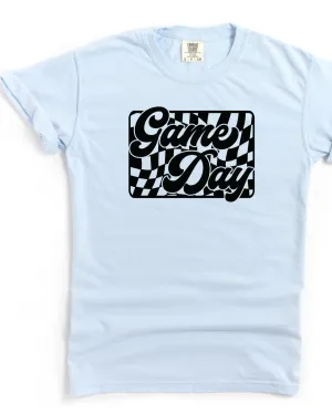 Game Day Checkered Garment Dyed Tee | Chambray