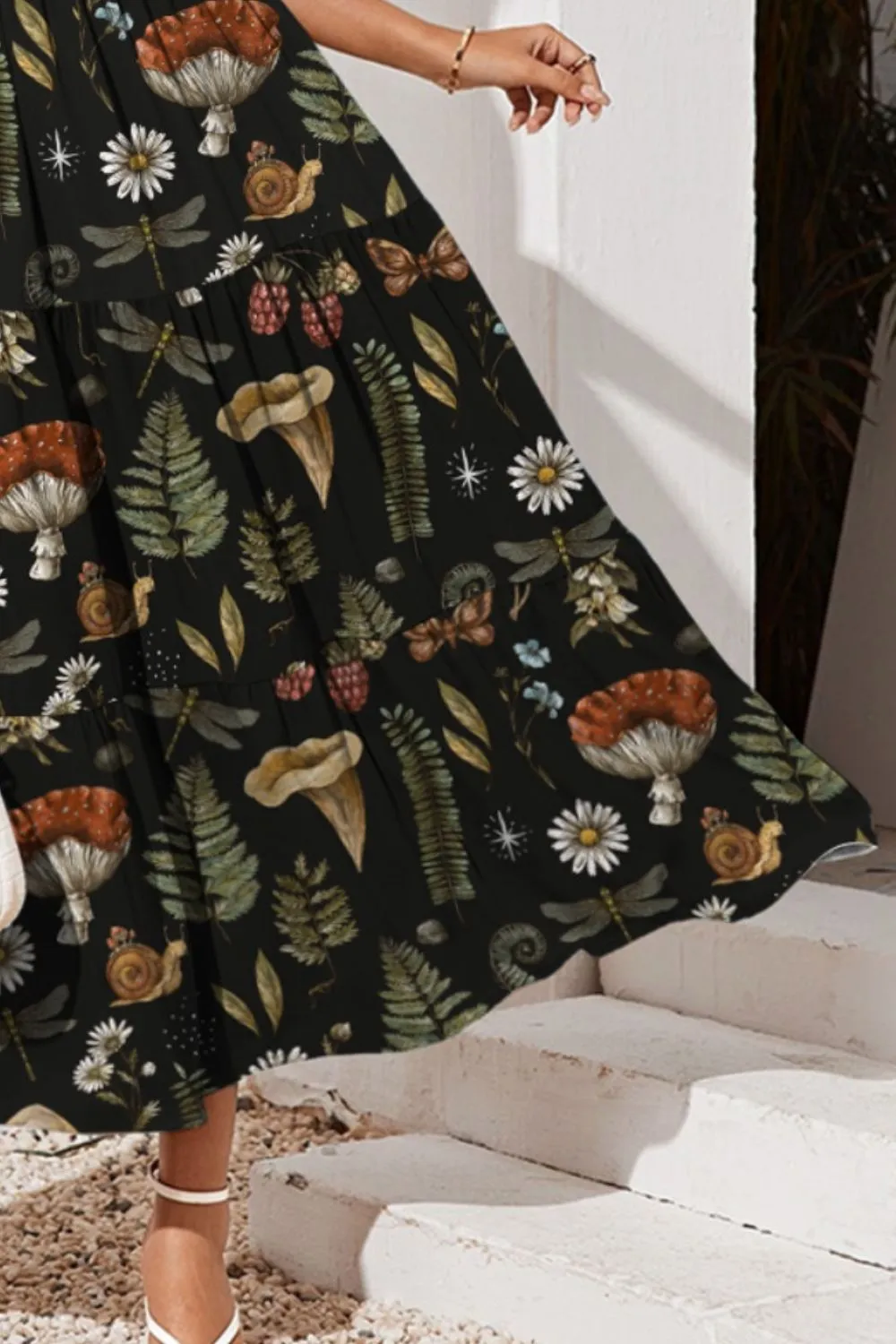 Garden Chic Tiered Square Neck Floral Cami Maxi Dress