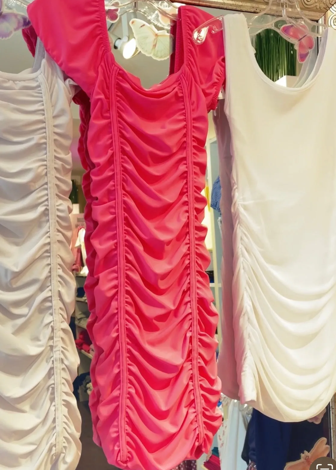 girls short sleeve ruched dress