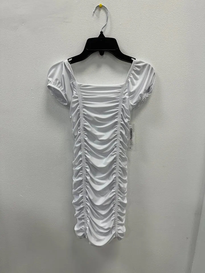 girls short sleeve ruched dress