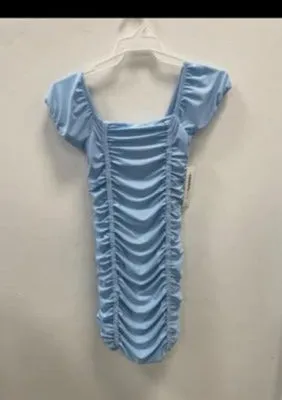 girls short sleeve ruched dress