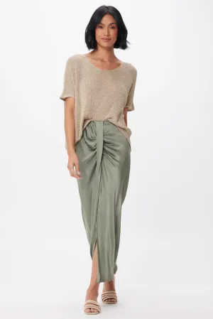 Harmony Satin Knot Front Split Skirt