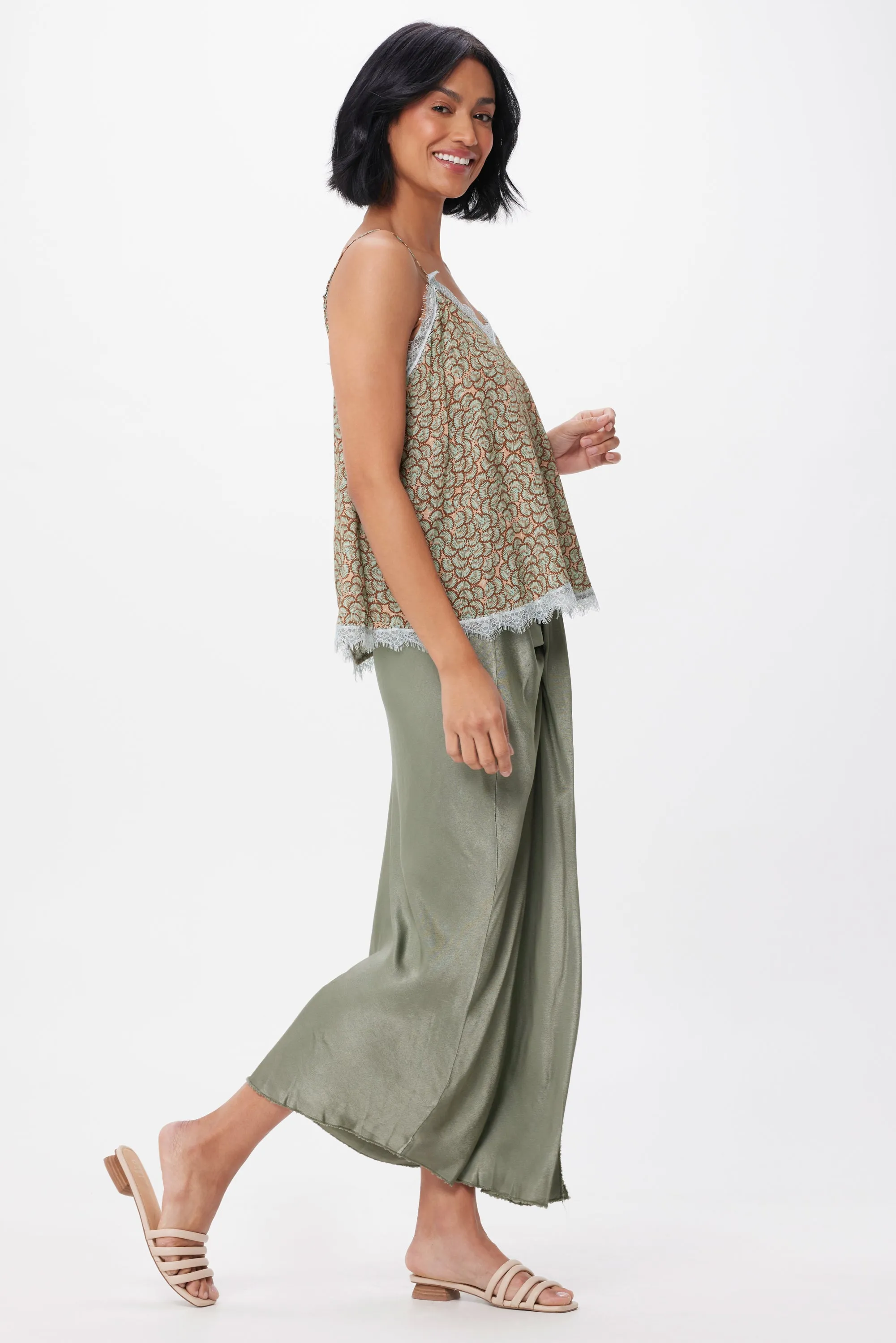 Harmony Satin Knot Front Split Skirt