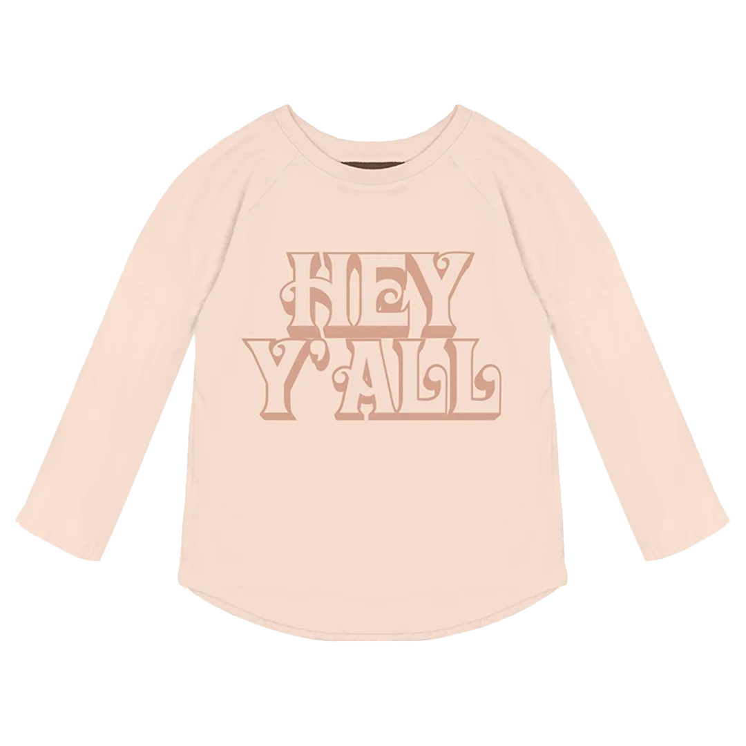 Hey Y'all Raglan Tee - Faded Pink