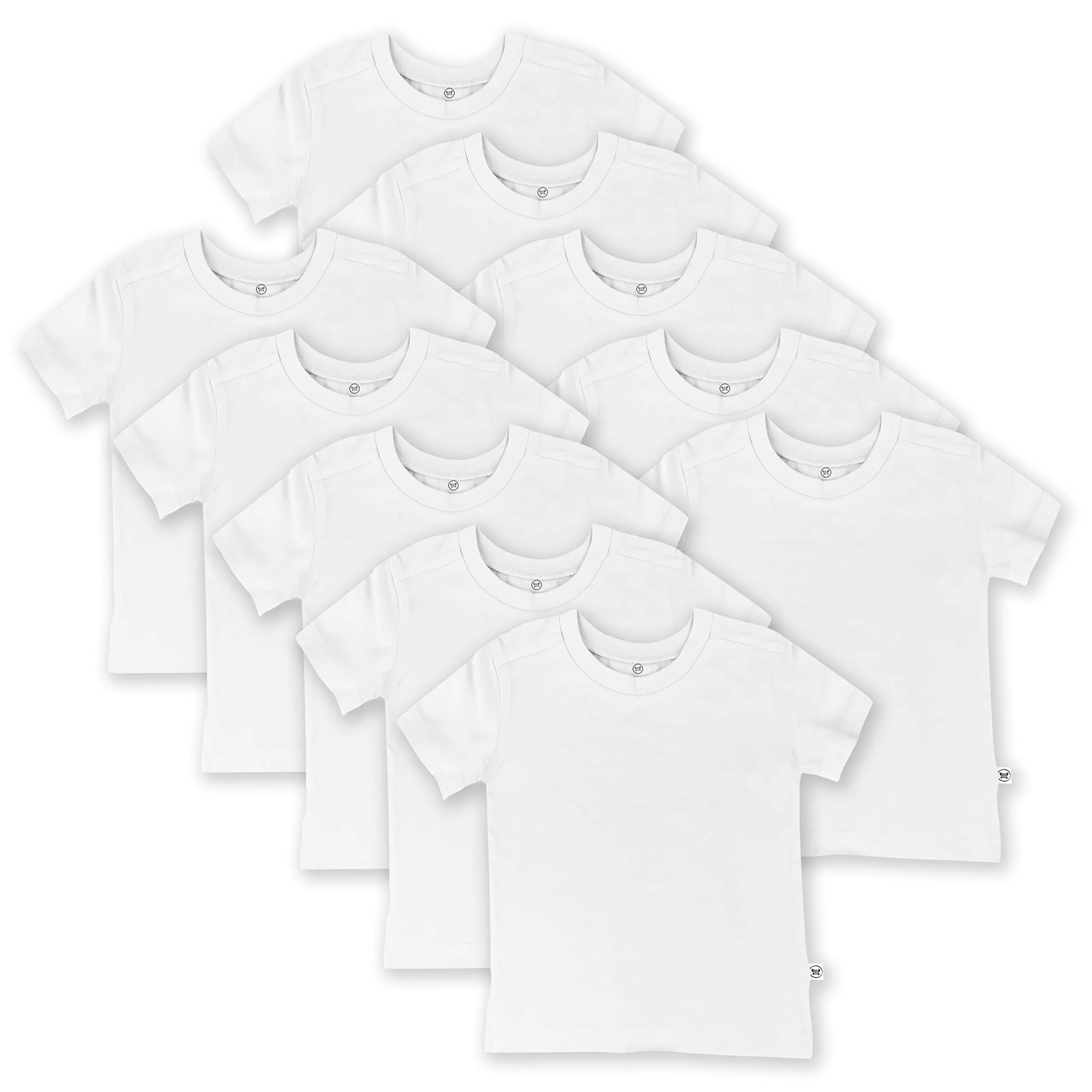 HonestBaby Organic Cotton Short Sleeve T-Shirt Multi-Packs, 10-Pack Bright White, Preemie