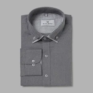 Hue Formal Grey Shirt with Contrast Double Collar