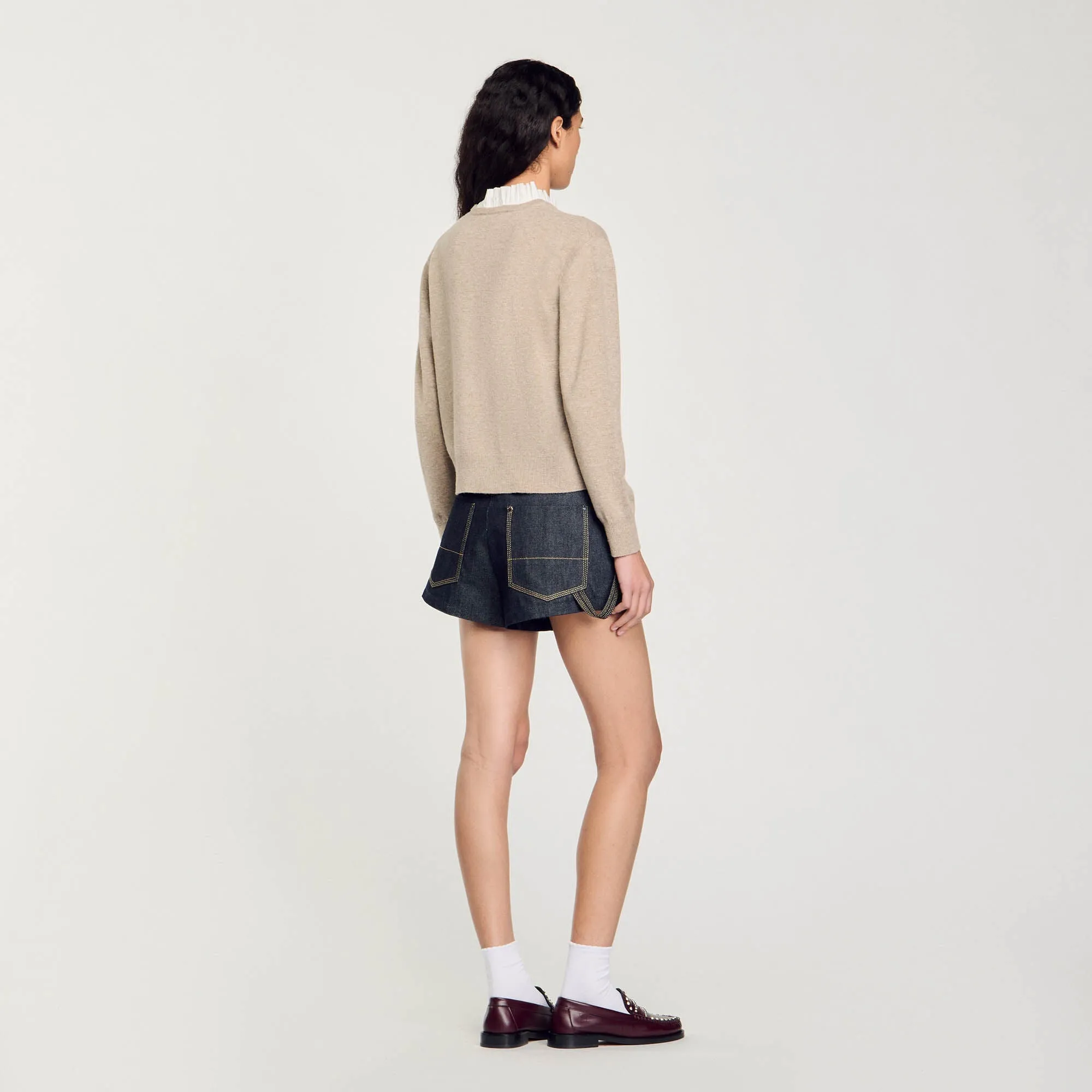 Isaure Ruffled Wool And Cashmere Jumper Beige