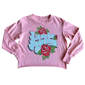 Janis Joplin Long Sleeve Rib Tee - Blush