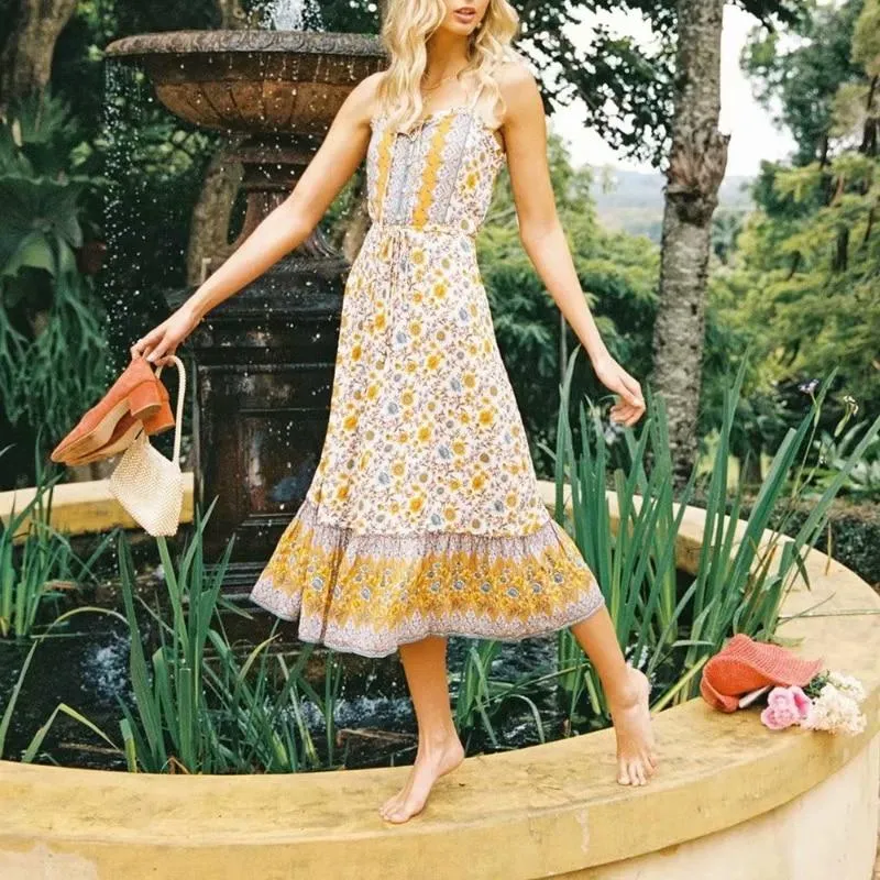 JERRY Boho Chic Floral Midi Dress