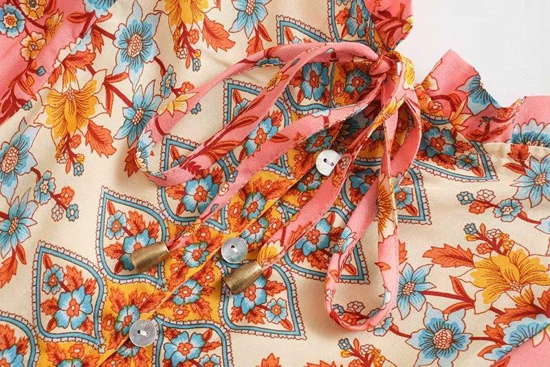 JERRY Boho Chic Floral Midi Dress