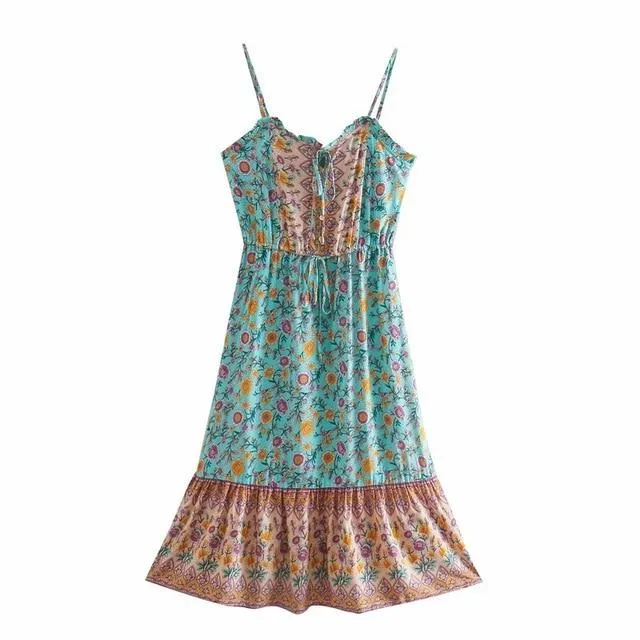 JERRY Boho Chic Floral Midi Dress