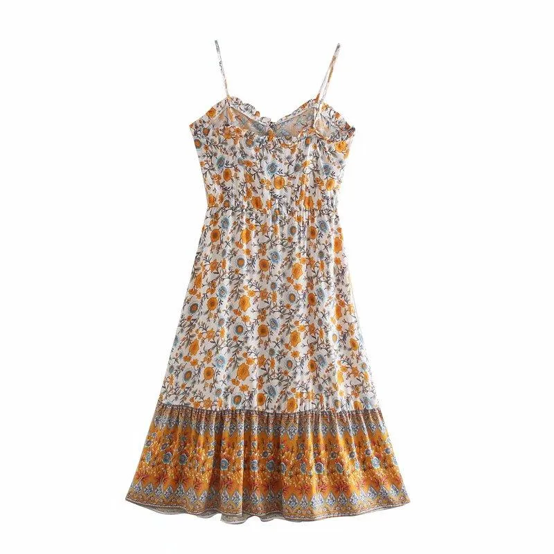 JERRY Boho Chic Floral Midi Dress
