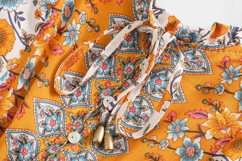 JERRY Boho Chic Floral Midi Dress