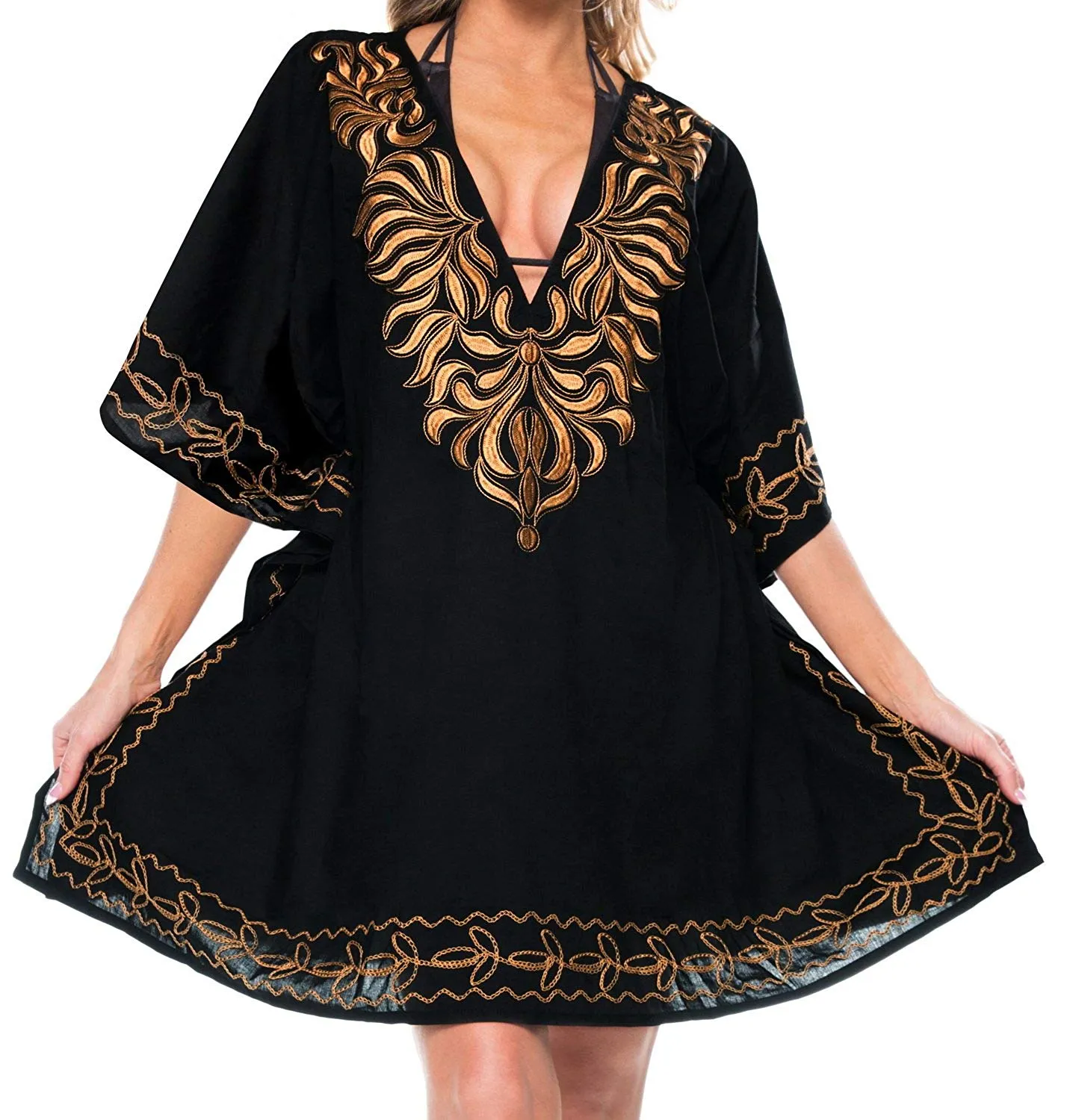 LA LEELA Women's Rayon Beach Cover up Swimsuit Kimono Cardigan with Bohemian Floral Print