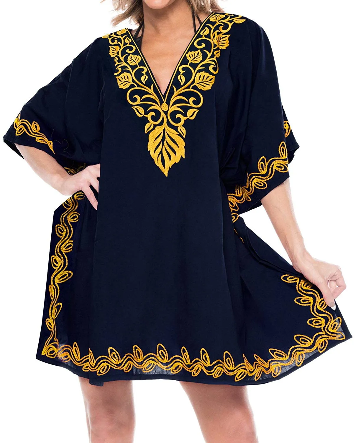 LA LEELA Women's Rayon Beach Cover up Swimsuit Kimono Cardigan with Bohemian Floral Print
