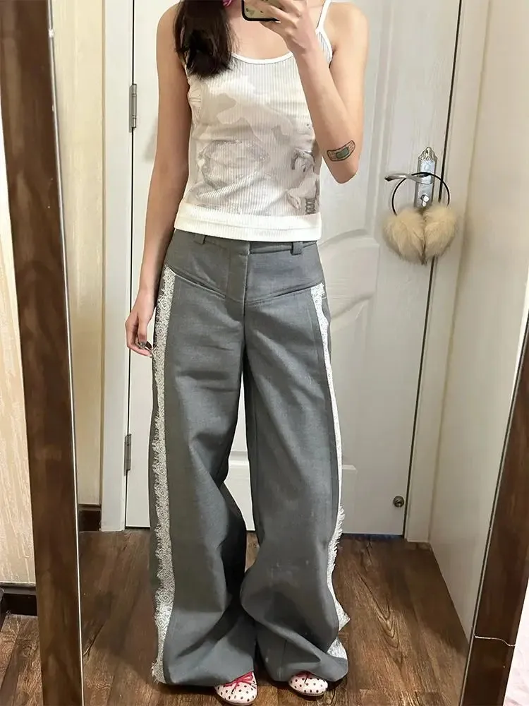 Lace Baggy High Waist Loose Trousers