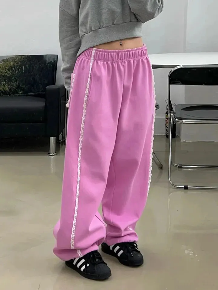 Lace Seam Trim Joggers