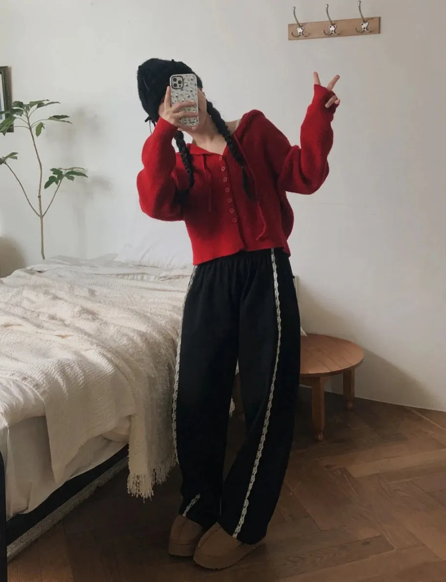 Lace Seam Trim Joggers