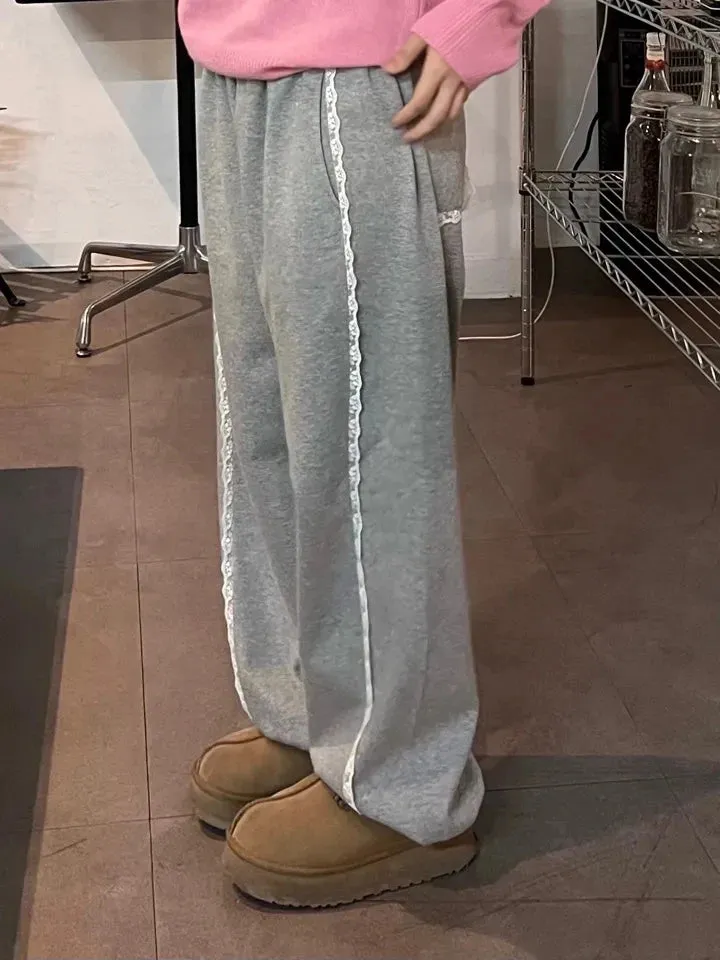 Lace Seam Trim Joggers