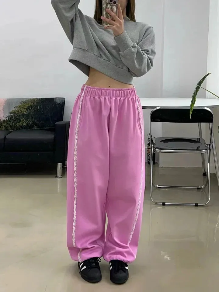 Lace Seam Trim Joggers