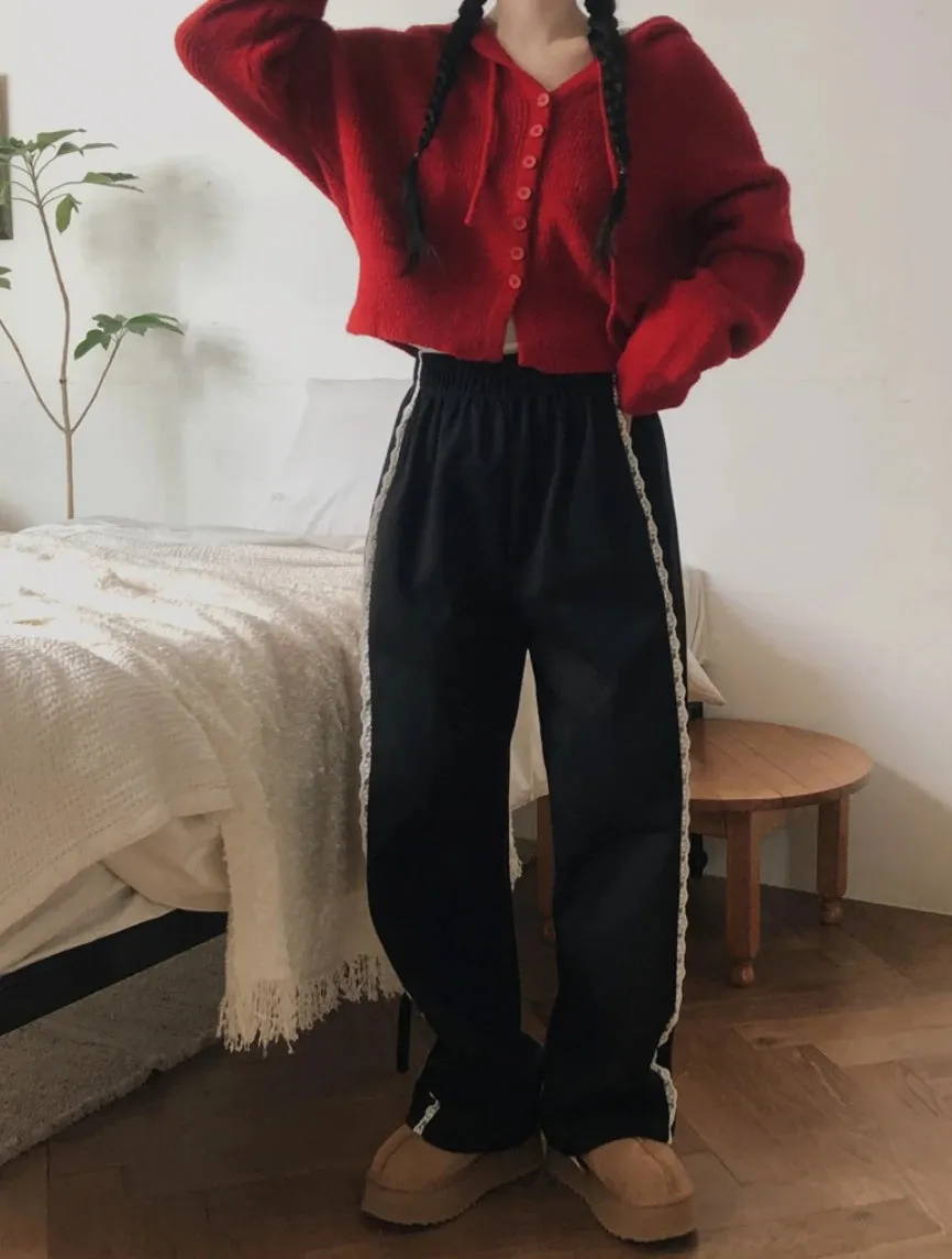 Lace Seam Trim Joggers