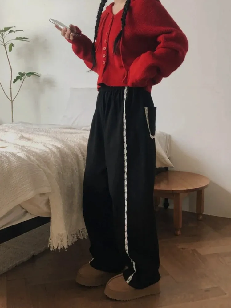 Lace Seam Trim Joggers