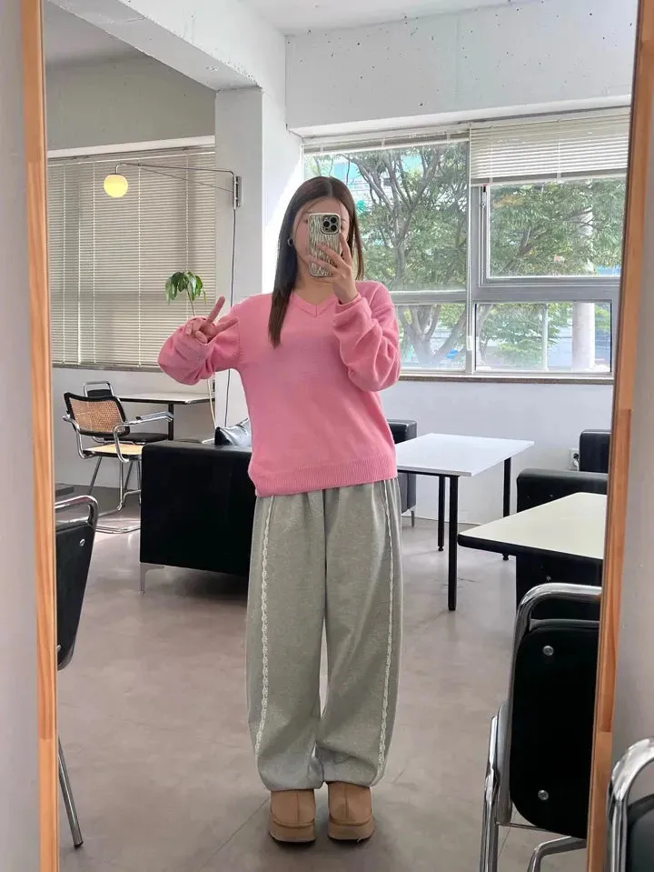 Lace Seam Trim Joggers