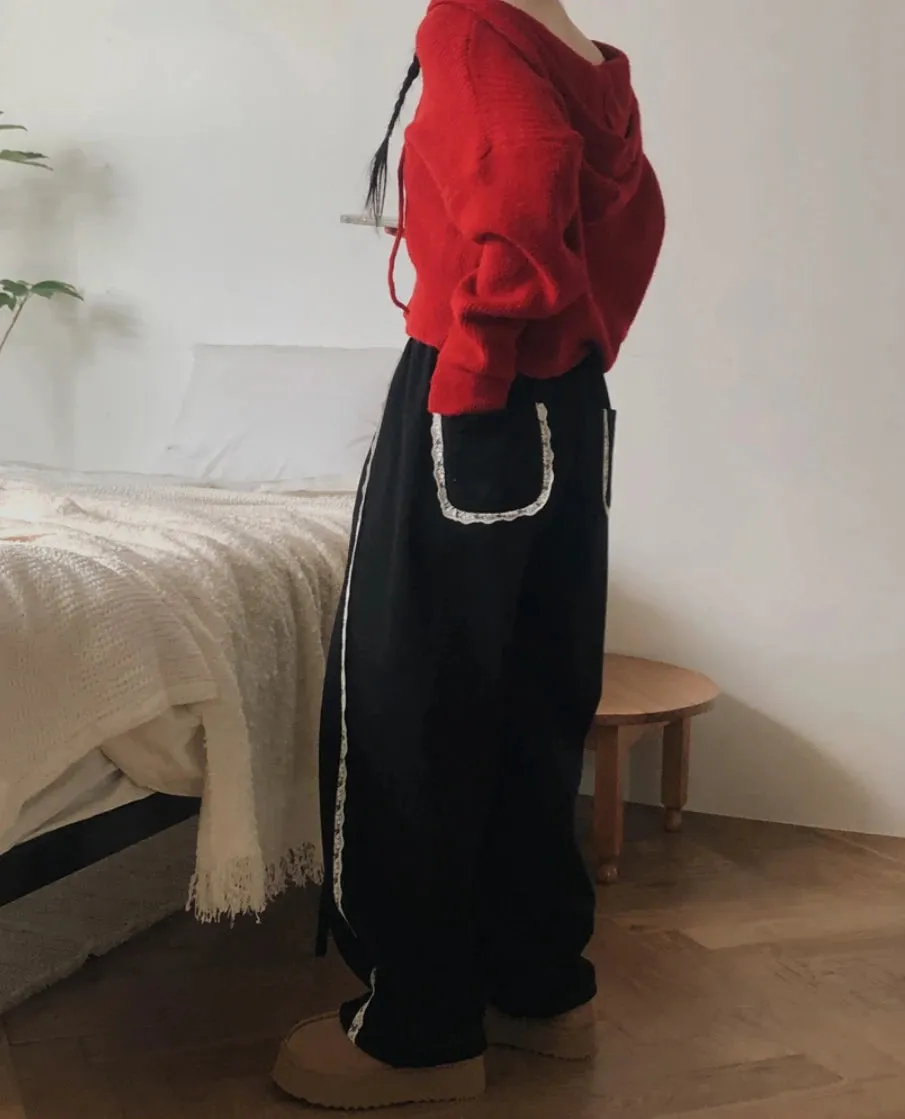 Lace Seam Trim Joggers