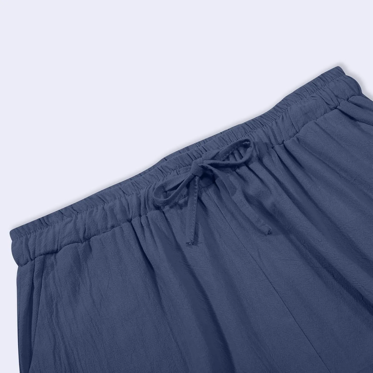 Linen Pants Women Loose Fit Summer Casual Solid Color Boho Plus Size High Waist Linen Pants Cotton Comfy Lounge Trousers