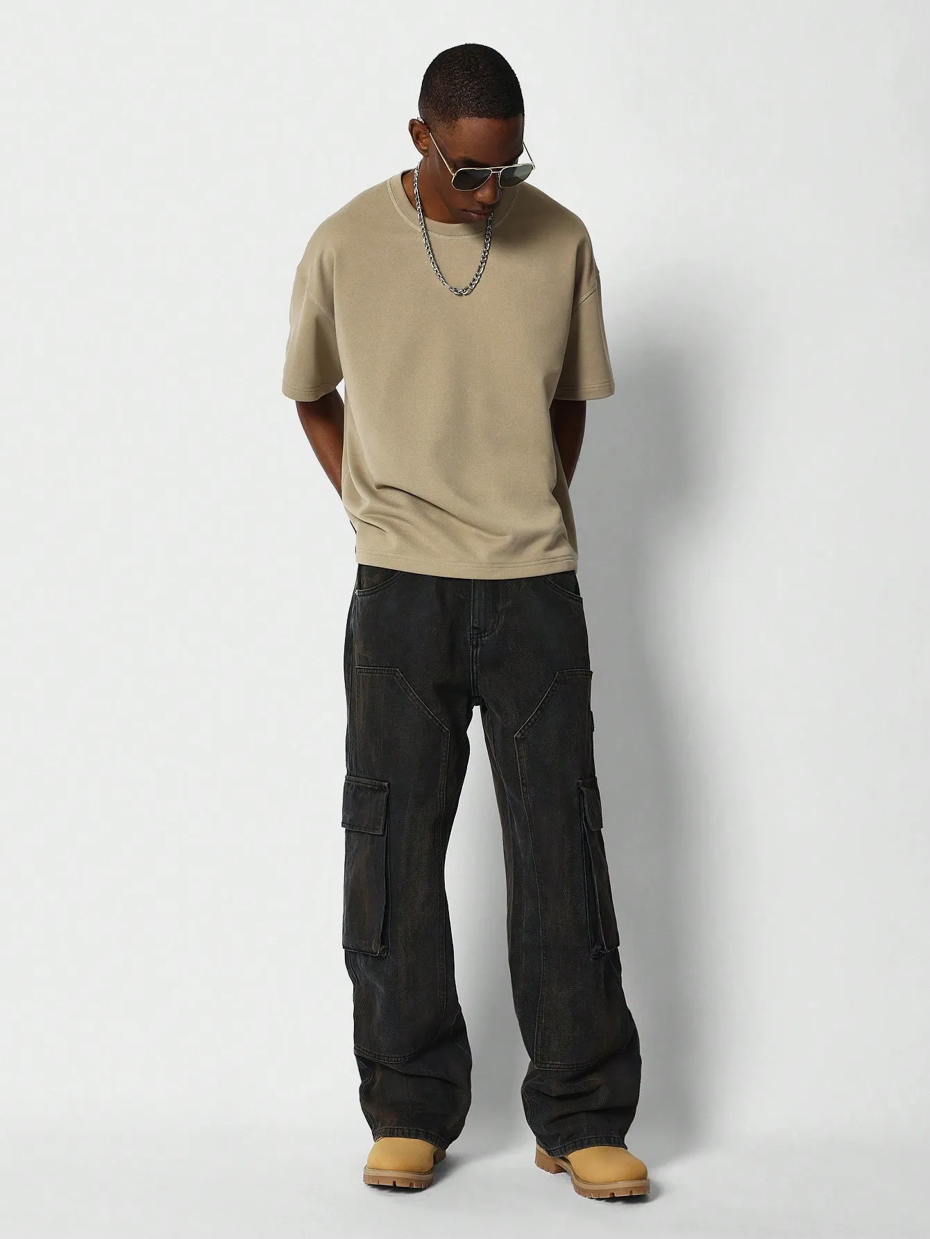 Loose Fit Baggy Washed Carpenter Cargo Jean