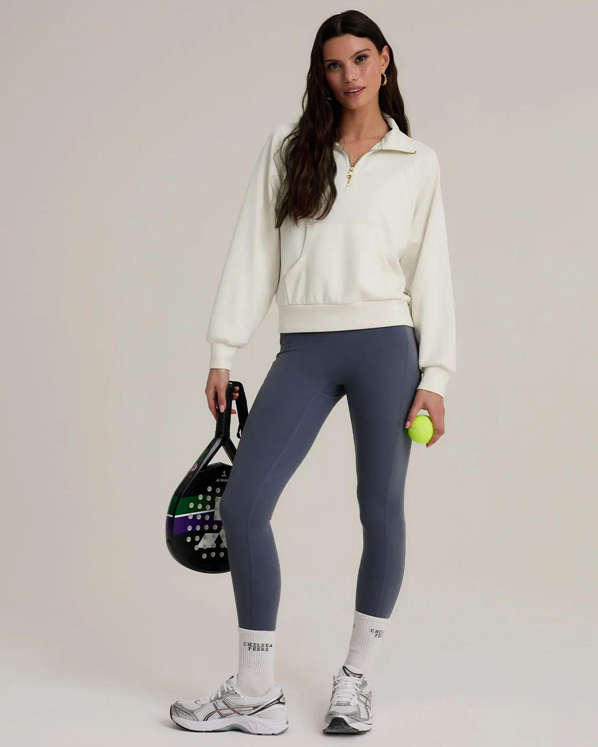 LuxeComfort Scuba Half-Zip Sweatshirt - Cream