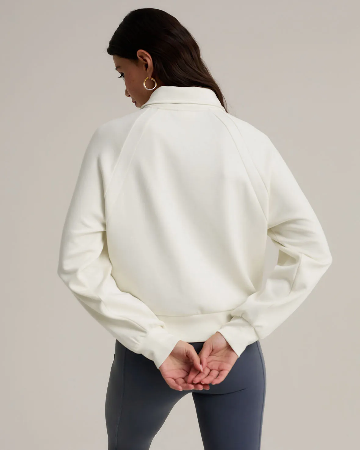 LuxeComfort Scuba Half-Zip Sweatshirt - Cream