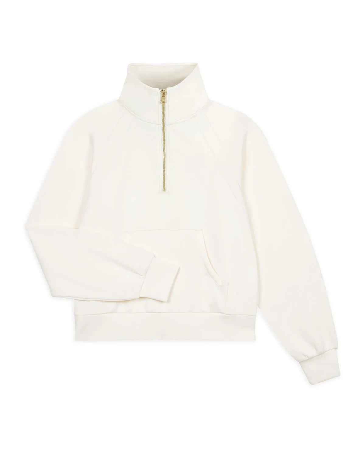LuxeComfort Scuba Half-Zip Sweatshirt - Cream