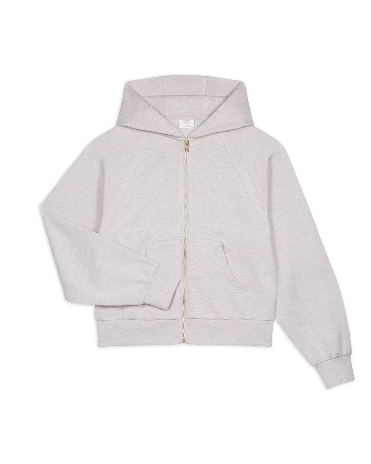 LuxeComfort Scuba Zip Hoodie - Beige Marl