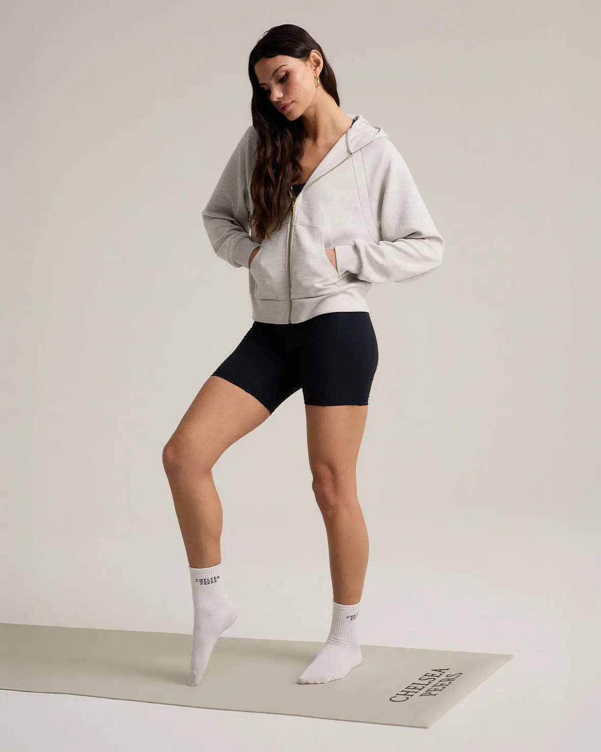 LuxeComfort Scuba Zip Hoodie - Beige Marl