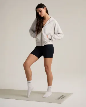 LuxeComfort Scuba Zip Hoodie - Beige Marl