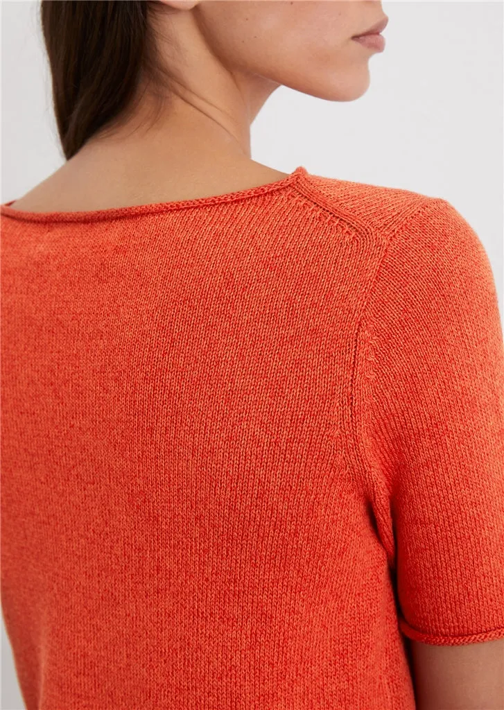 Marc O'Polo Regular short-sleeved sweater made from an organic cotton/linen blend